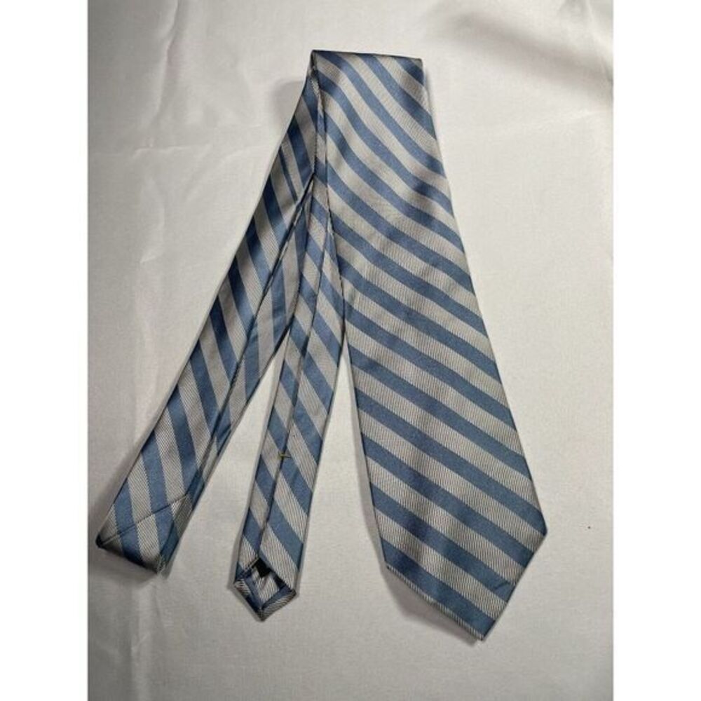 Filo A Mano Tie Blue Striped Silk Necktie